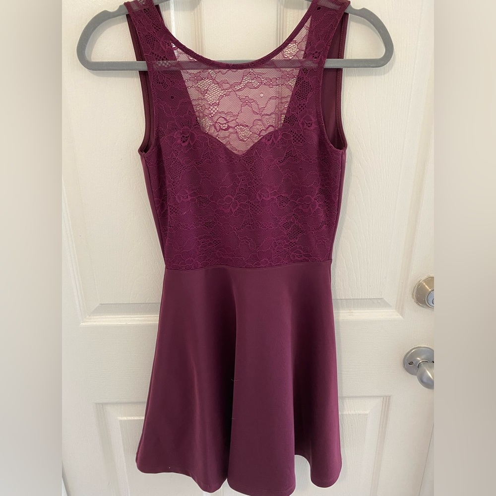 Divided By H&M Women's Satin Plum colored V-back Dress Size 4